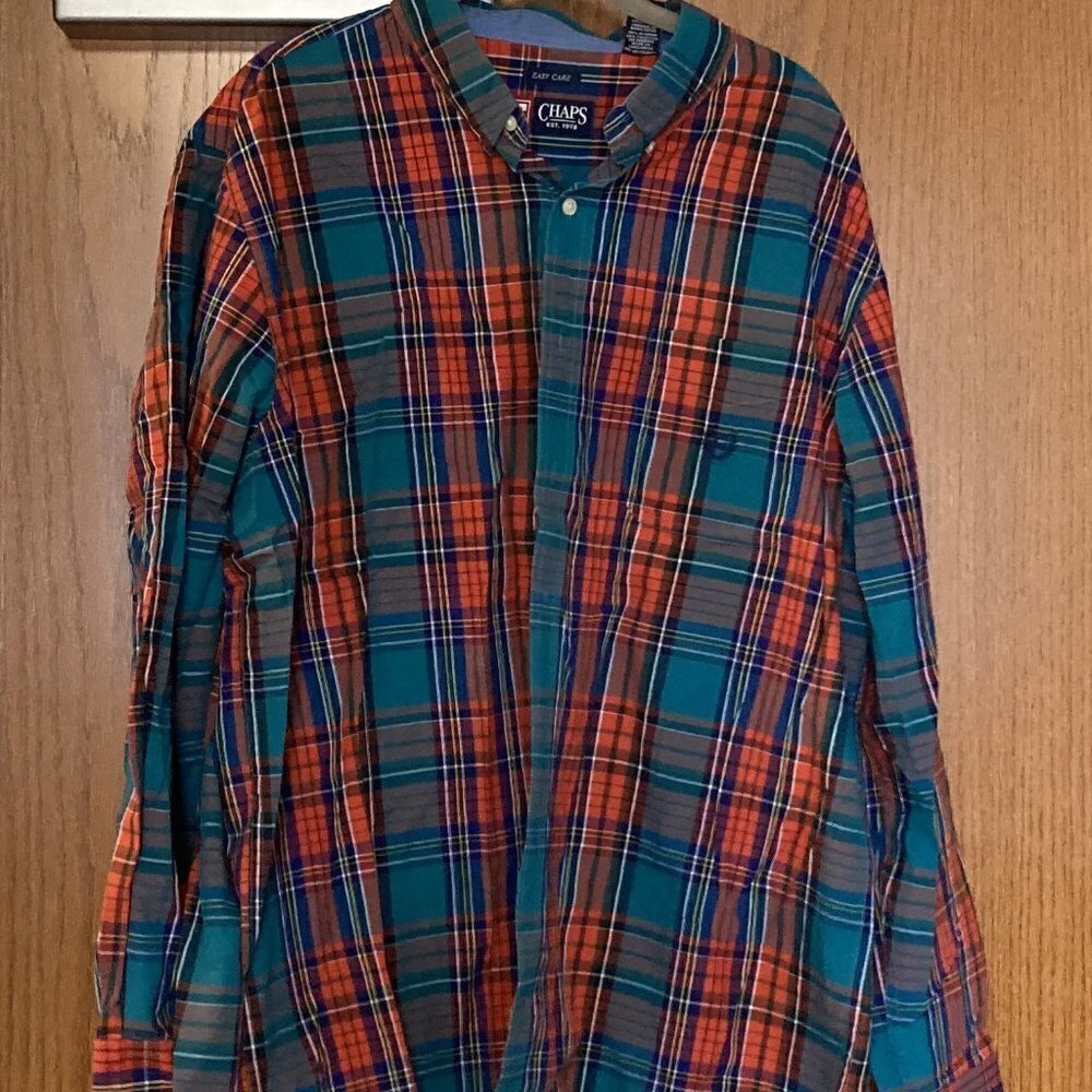 Chaps plaid button down shirt sz XL